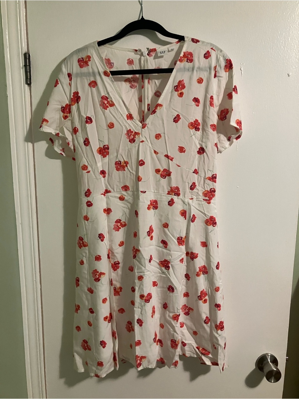 GAP White Dress with Red Floral Print